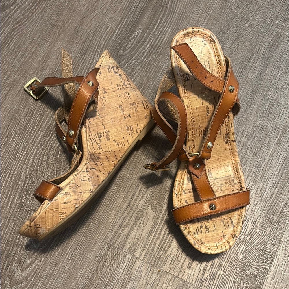 $5 ADD ON Montego Bay Club Brown Cork Wedge Sandals